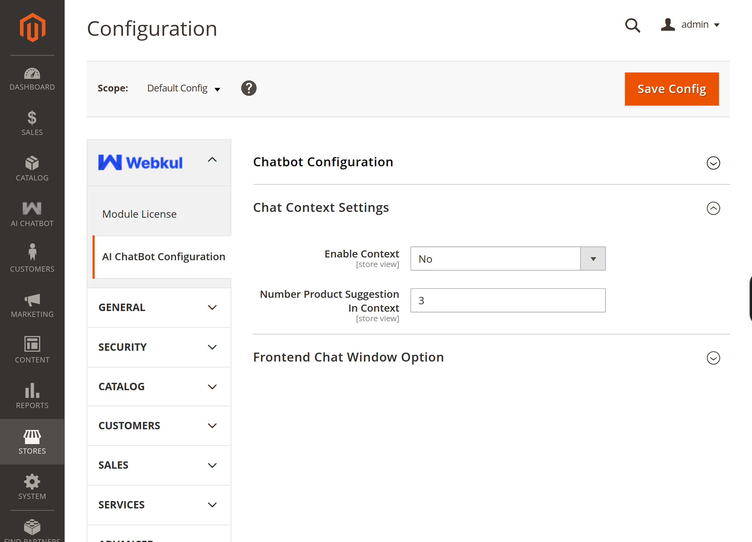Chat context configuration