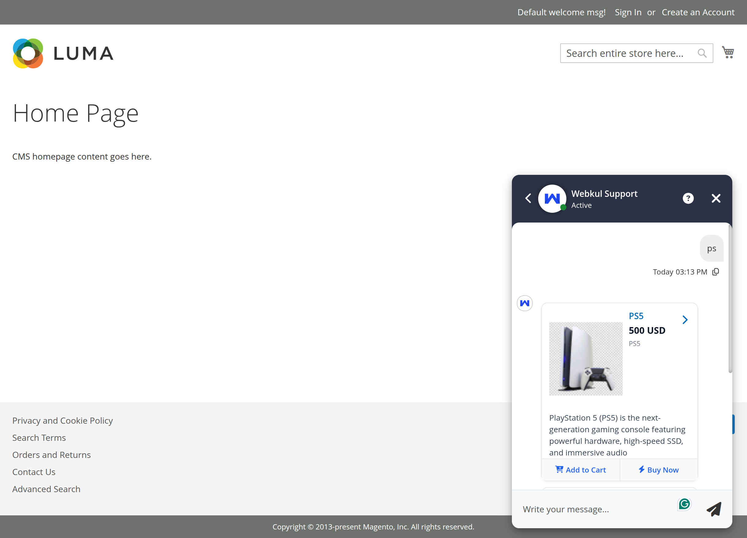 Product search result