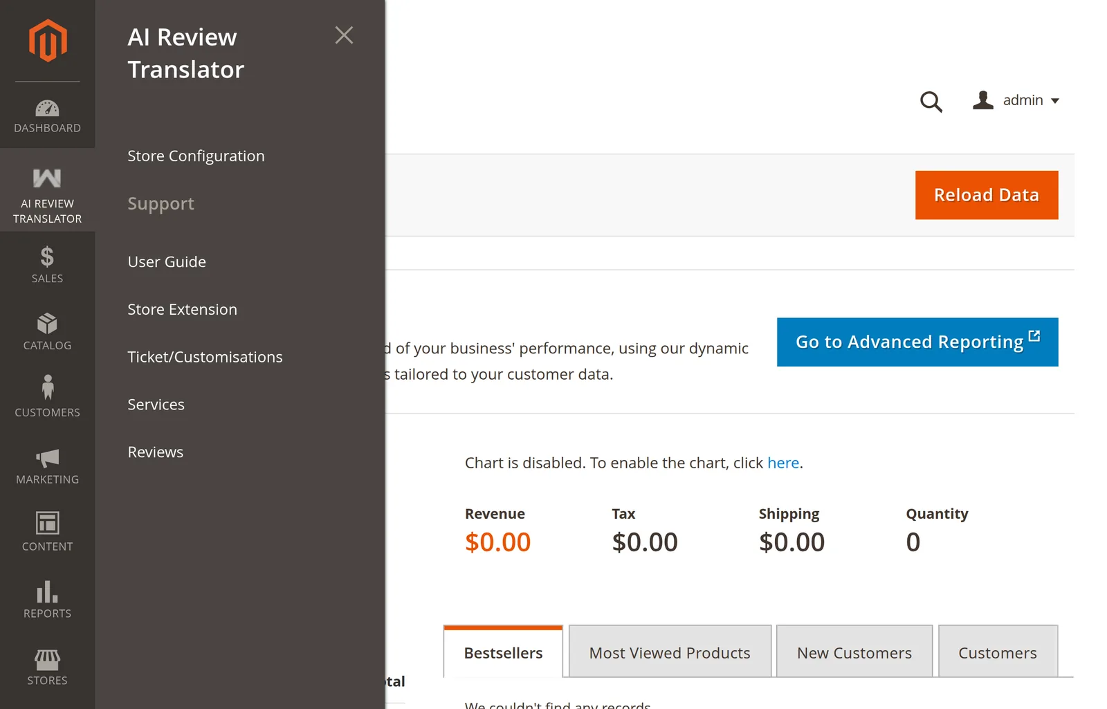 The AI Review Translator admin menu