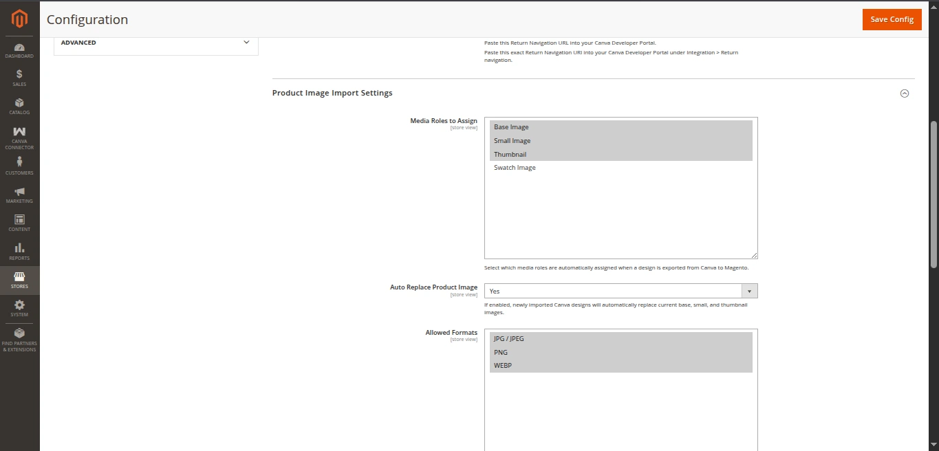 Product Image Import Settings Configuration in Magento Admin