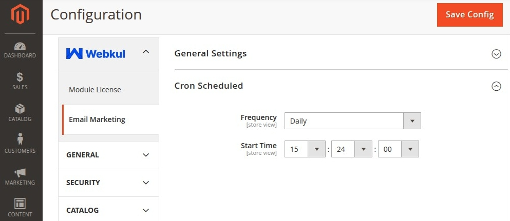Cron Scheduled Settings