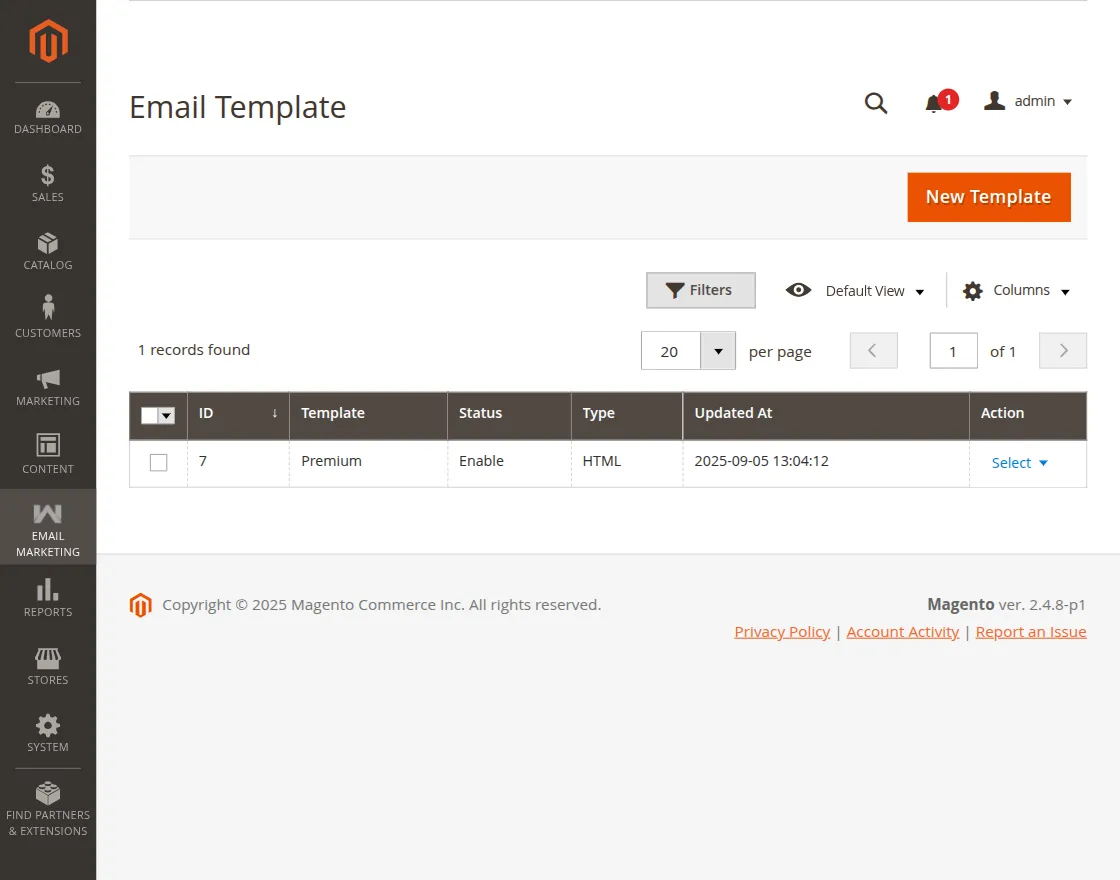 Email Template Grid
