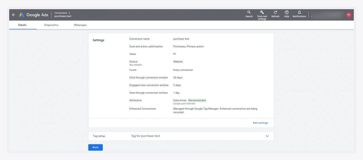 Tag setup — use Google Tag Manager
