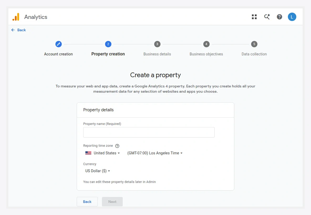 Enter property details