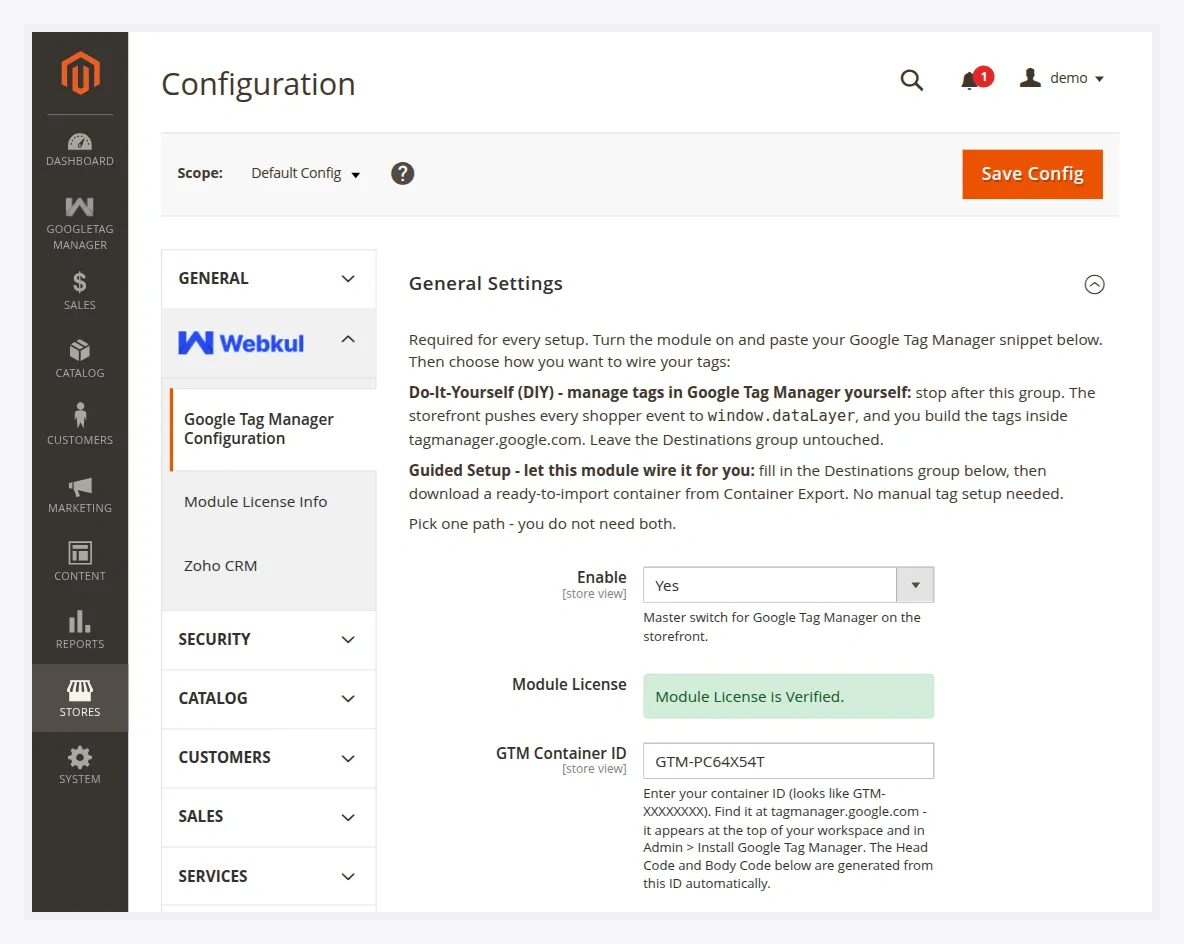 Google Tag Manager configuration — General settings