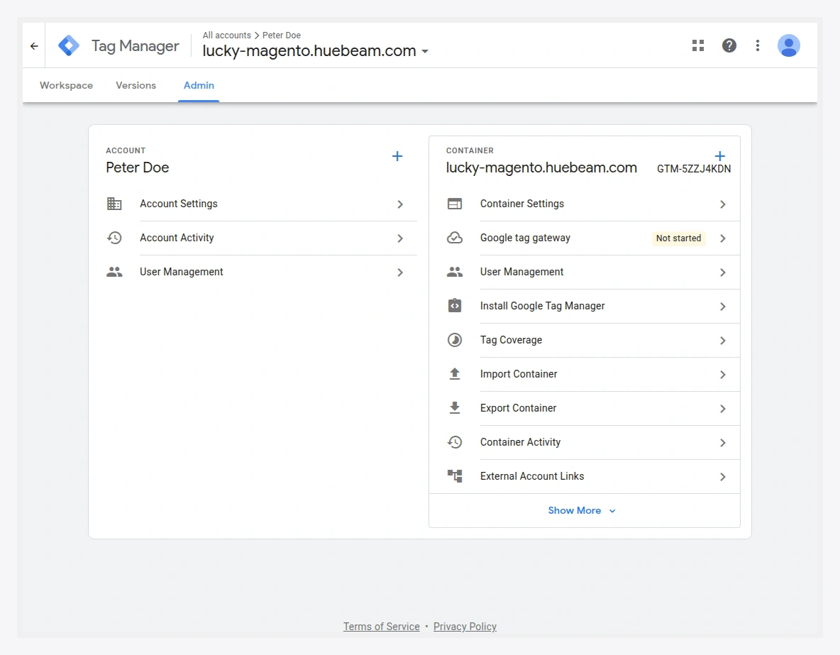 GTM Admin → Import Container