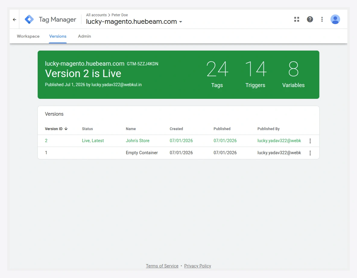 Container published and live