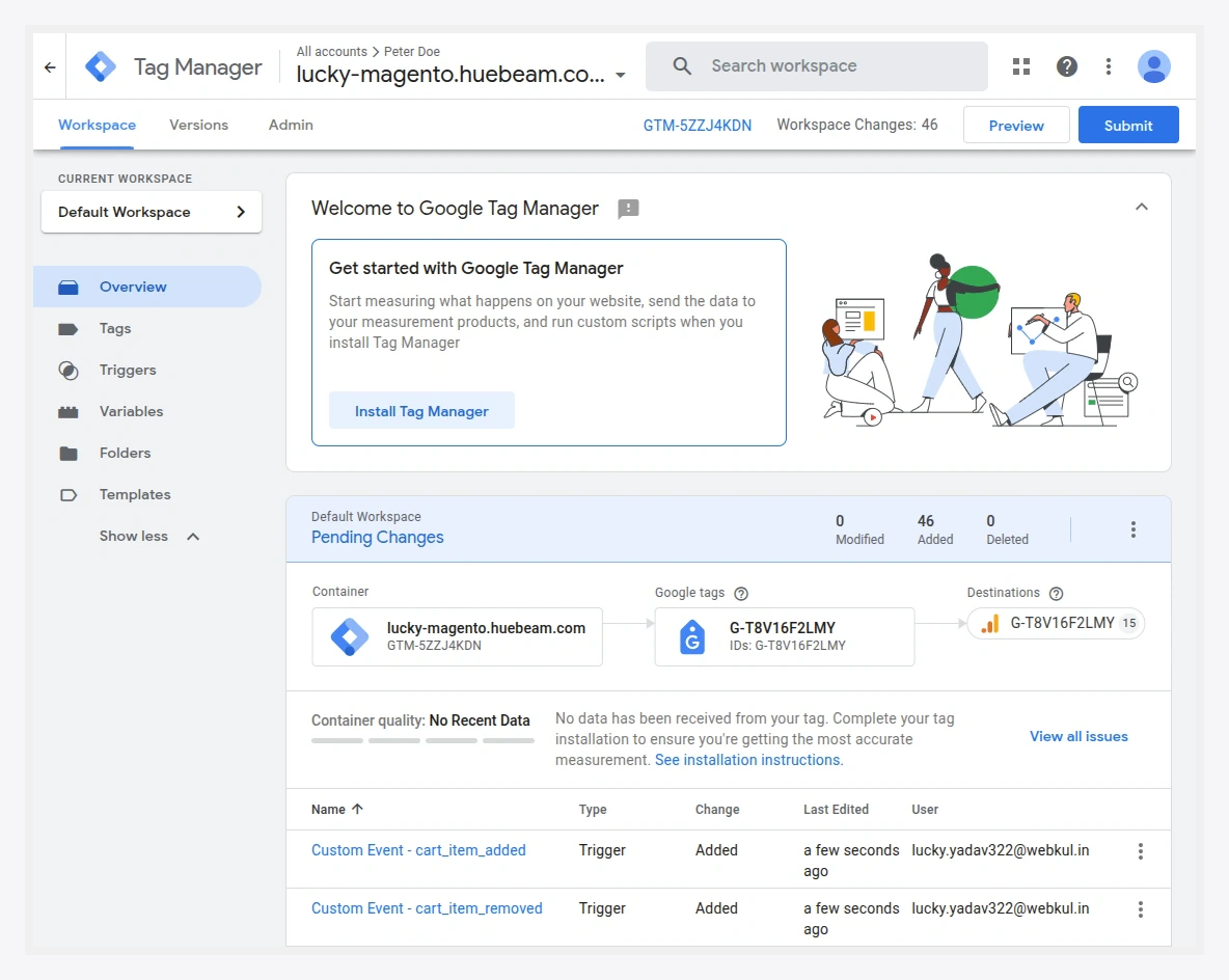 Submit the workspace changes