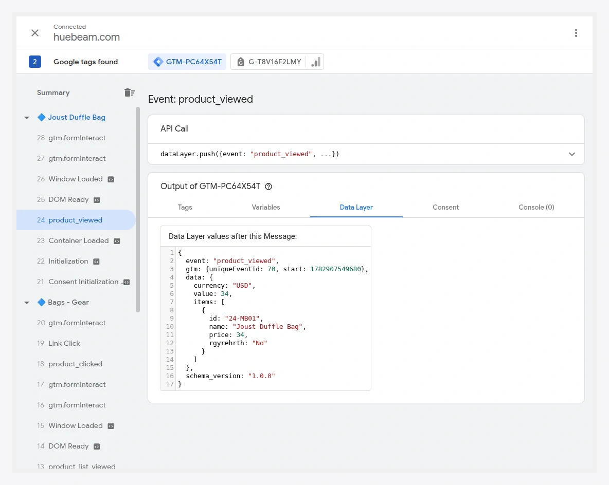 Product page tracking