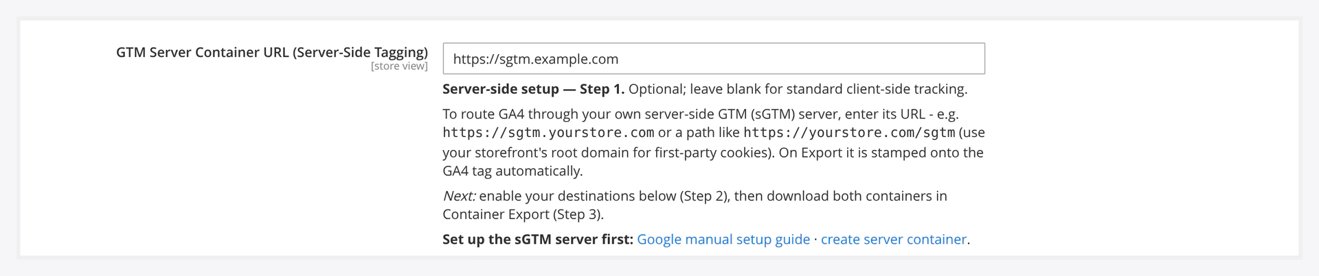 sGTM server container URL