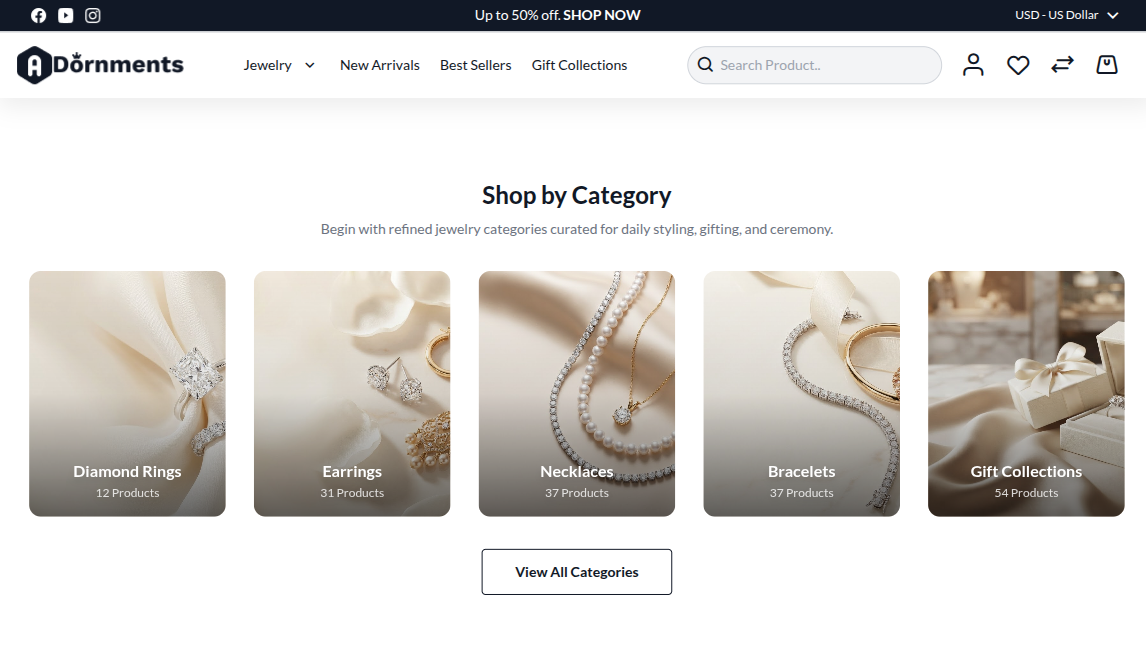 Shop by Category grid on the storefront