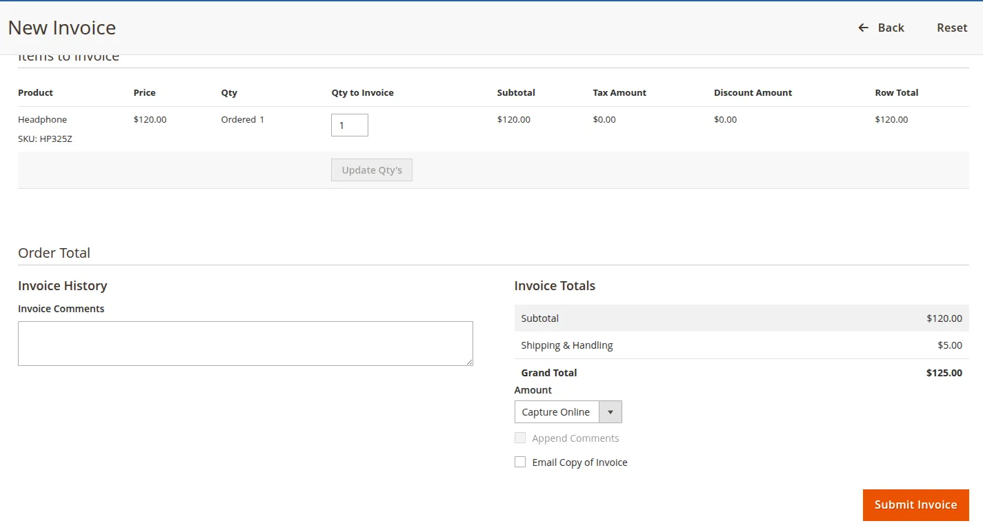 Admin Invoice Capture Online