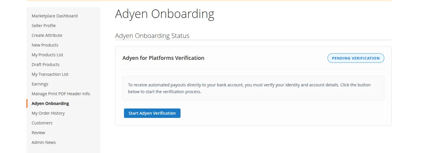 Seller Adyen Onboarding