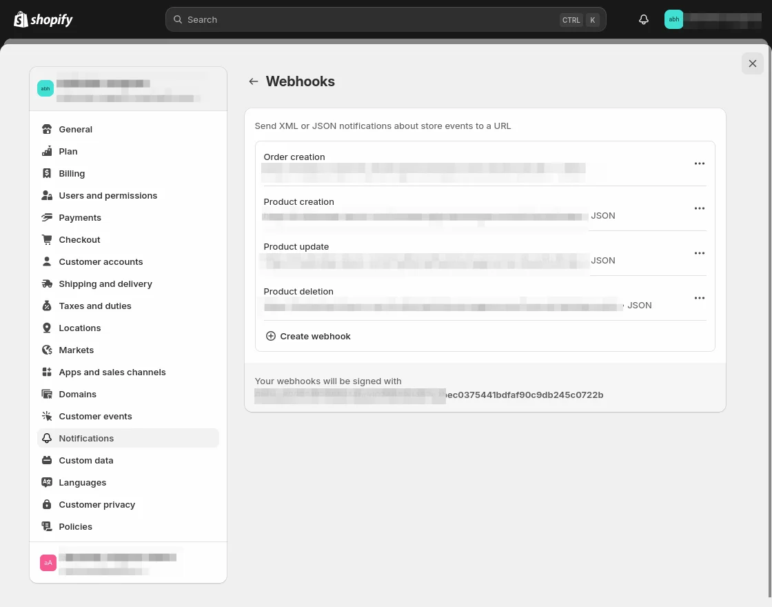 create webhook