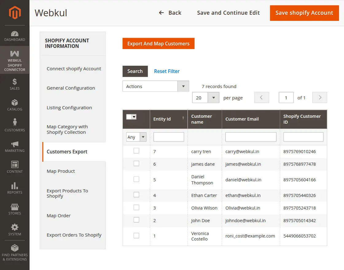 Customer Export Execution