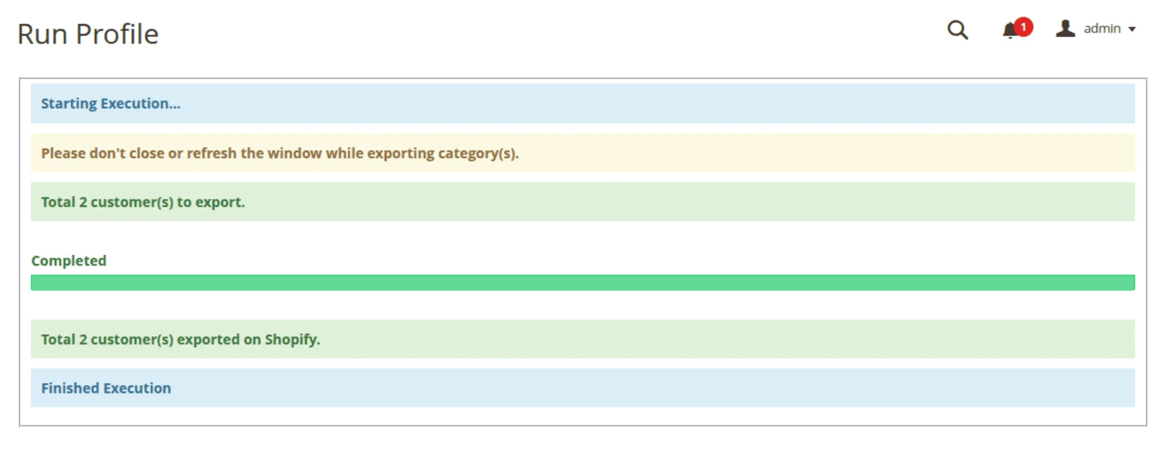 Customer Export Menu