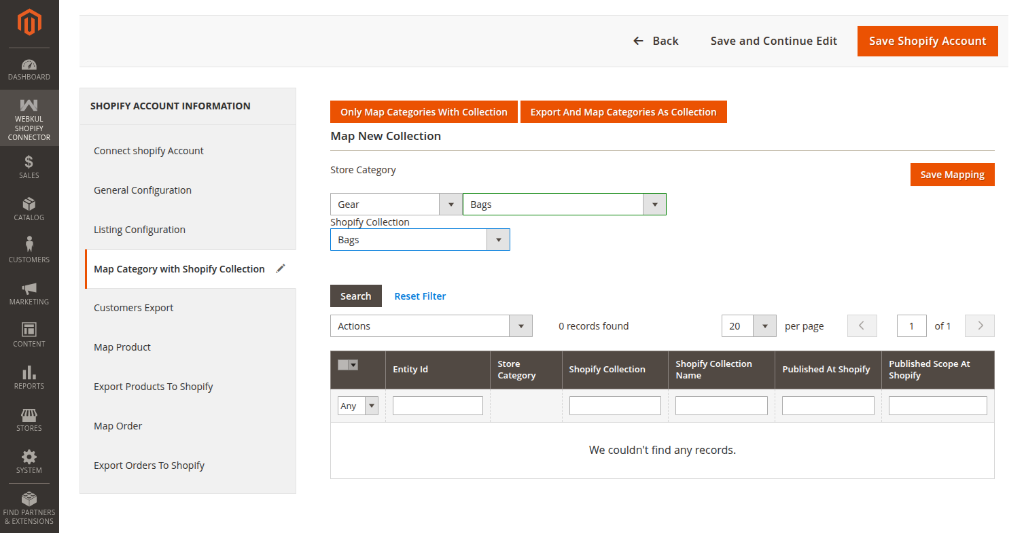 Select Category and Collection