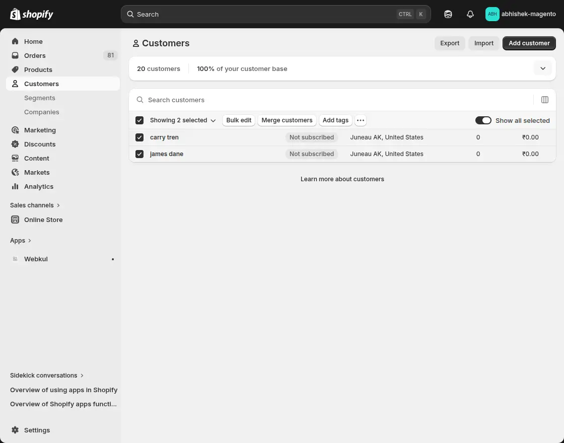 Verify Customer in Shopify