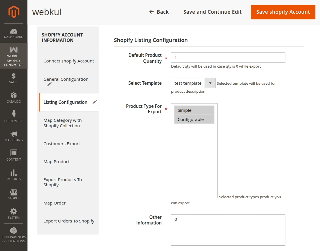 Account Listing Configuration
