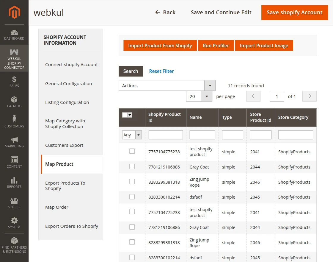 Import Products Grid