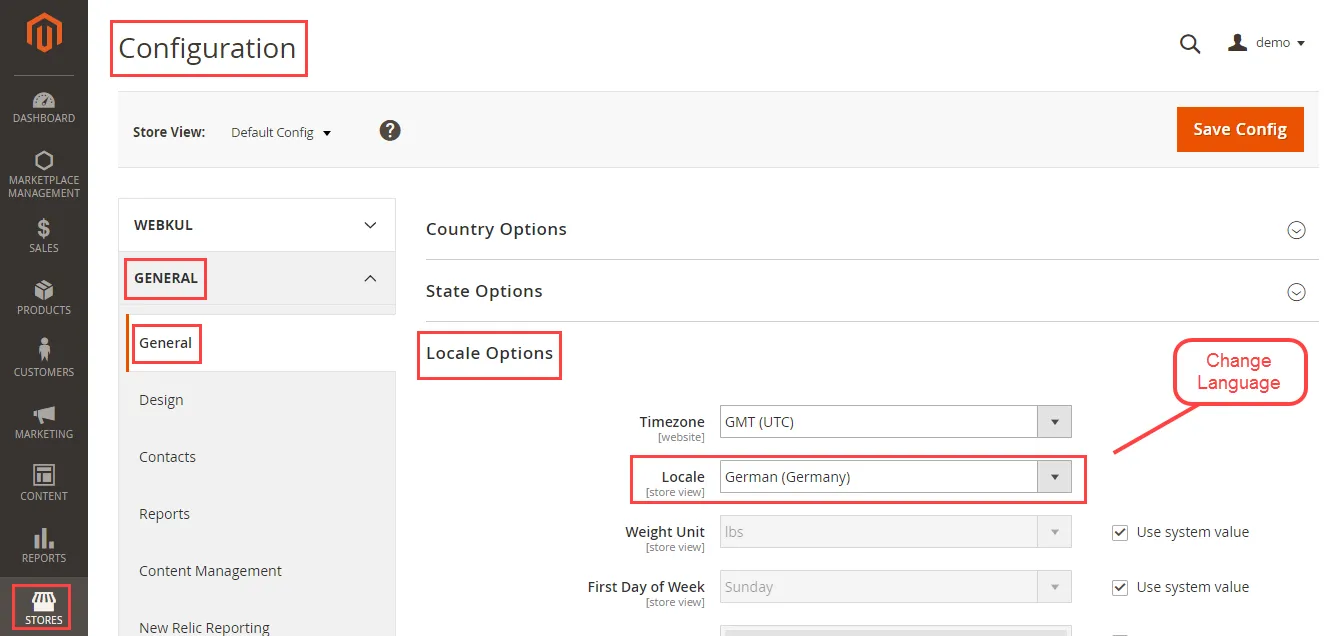 change language-magento 2 locale