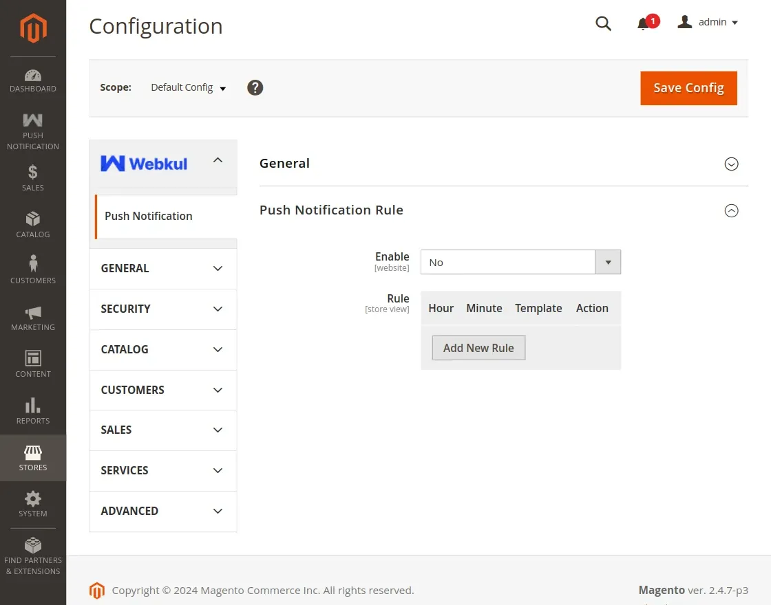 web-push-notification config
