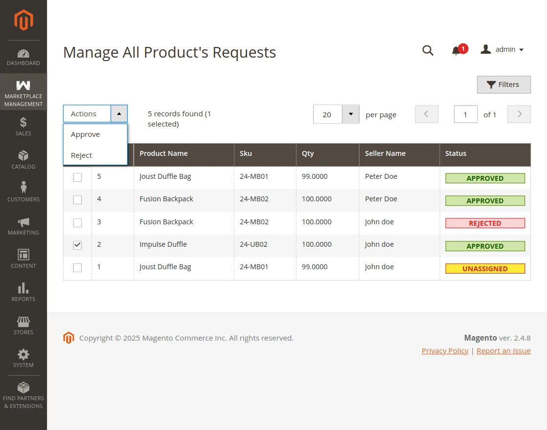 Admin Manage All Product Requests