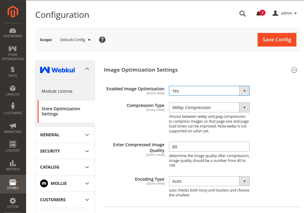 Image Optimization Settings