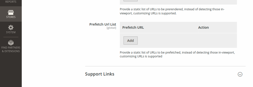 Prefetch URL List Configuration